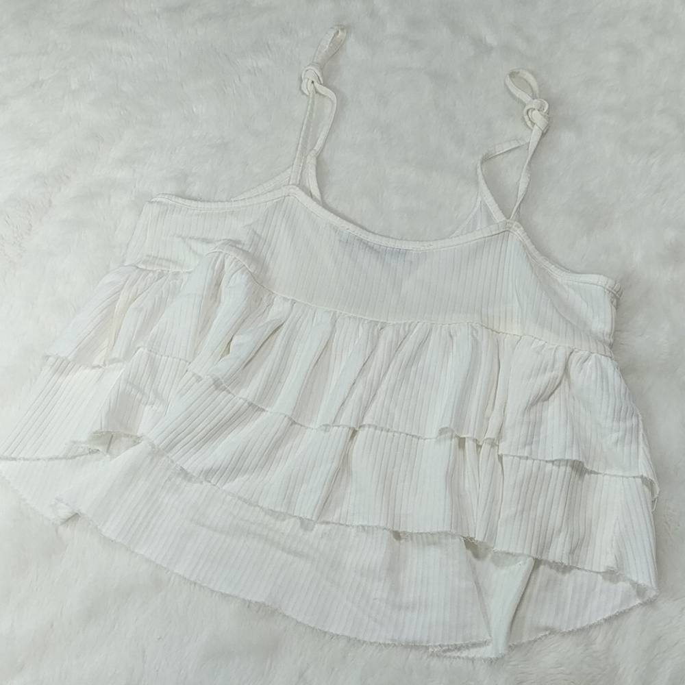 Frilly Layered ruffles spaghetti strap crop top - Picture 2 of 4